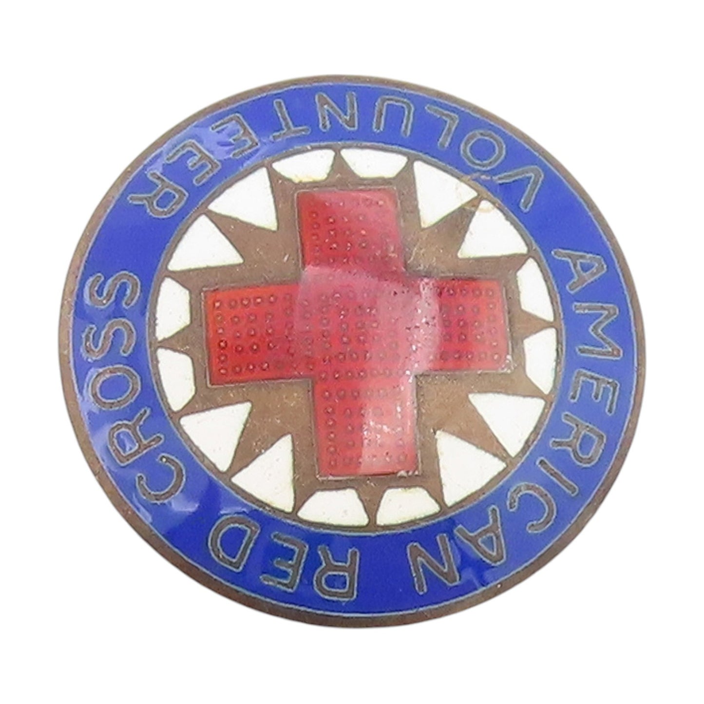 925 Sterling Silver Vintage Brooch Enamel American Red Cross Volunteer  BP12310