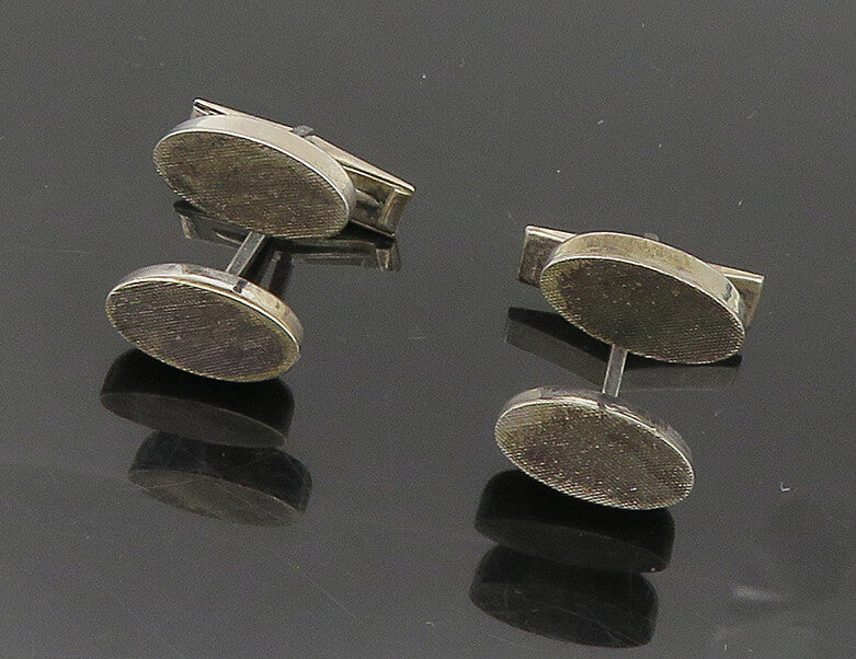 925 Sterling Silver  Vintage Dark Tone Etched Modernist Cufflinks  TR2433