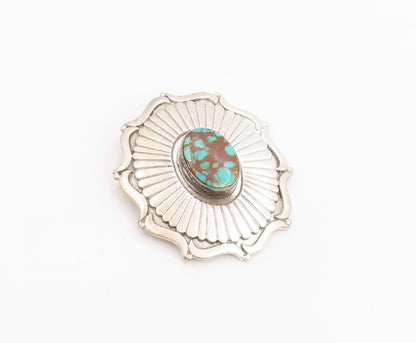 925 Sterling Silver Vintage Pendant CAROL FELLEY Turquoise Sunburst  PT26030