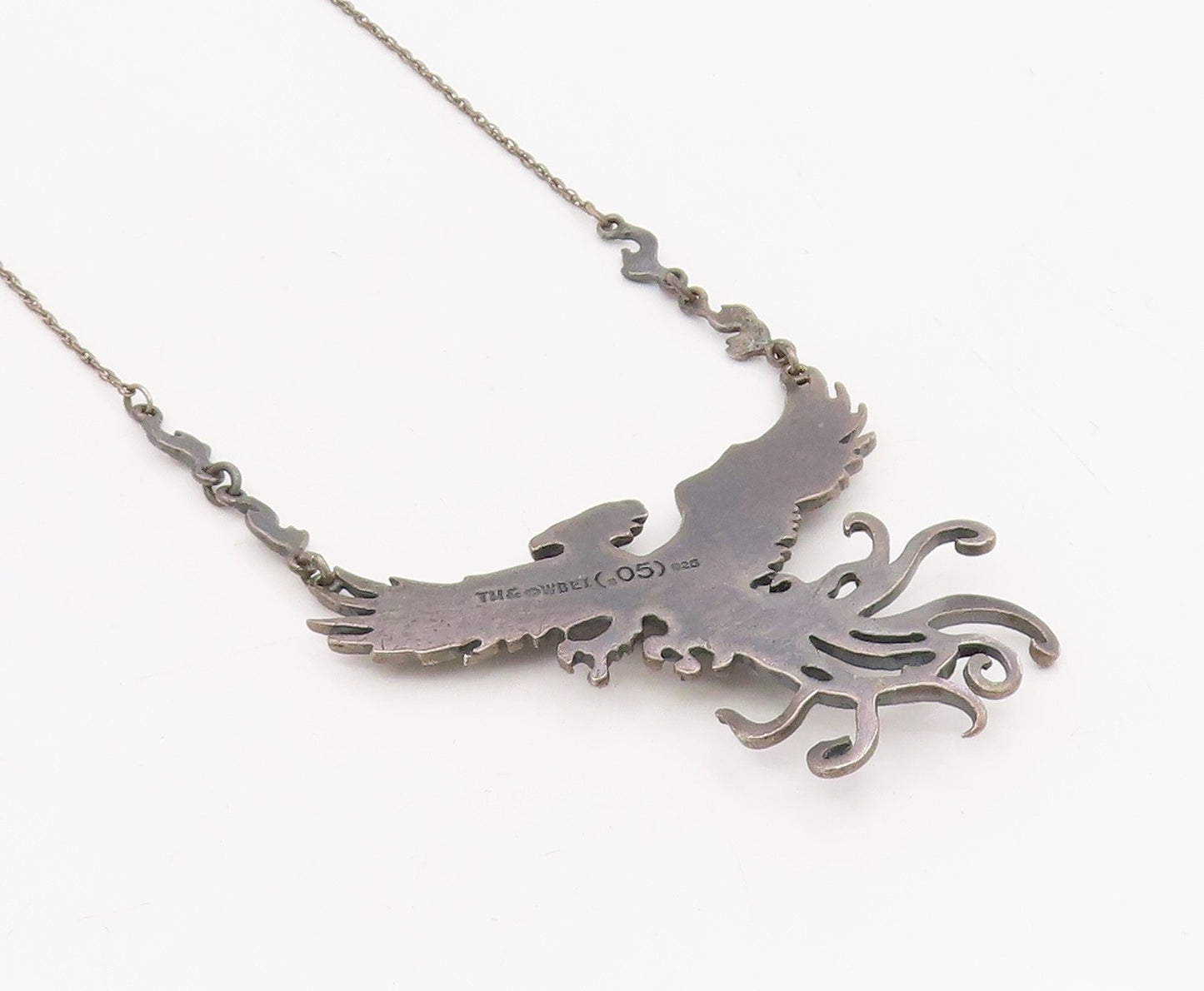 925 Sterling Silver Vintage Necklace Harry Potter Fawkes Phoenix Chain   NE4683
