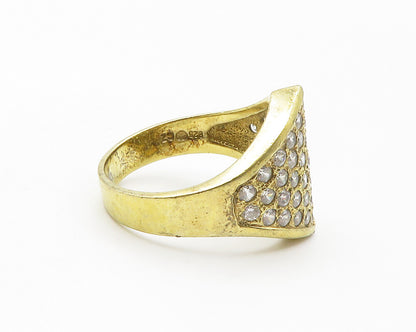 925 Sterling Silver  Cubic Zirconia Encrusted Cocktail Ring Sz 8.5  RG14497