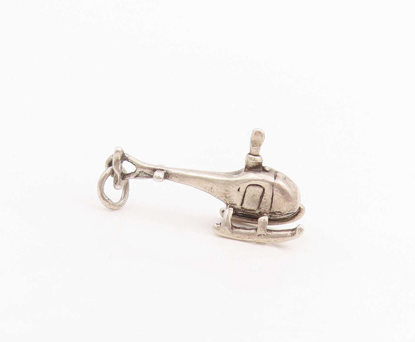 925 Sterling Silver Vintage Pendant Aviation Helicopter Chopper Charm  PT25231