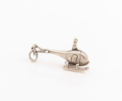 925 Sterling Silver Vintage Pendant Aviation Helicopter Chopper Charm  PT25231
