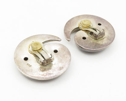 925 Sterling Silver Vintage Hammered Spiral Non Pierce Drop Earrings  EG5796