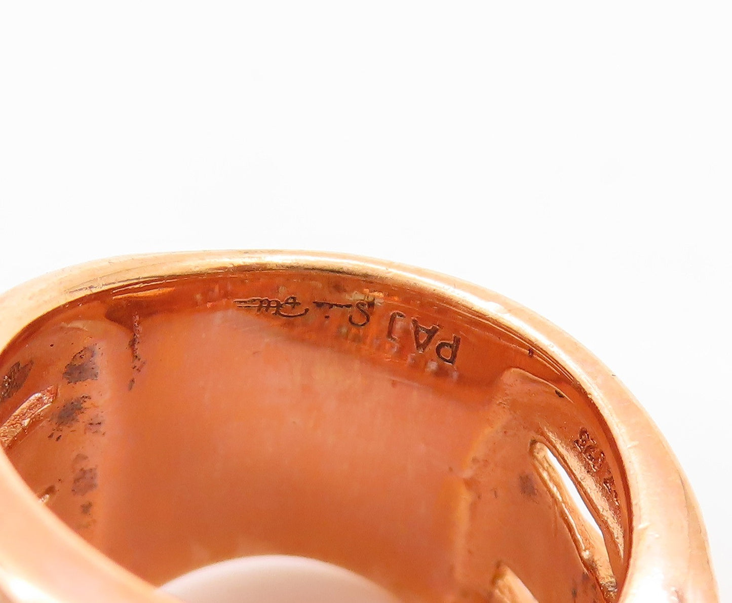 925 Sterling Silver Vintage Ring Rose Gold Plated Modernist CZ Band Sz 5 RG32776