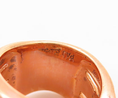 925 Sterling Silver Vintage Ring Rose Gold Plated Modernist CZ Band Sz 5 RG32776