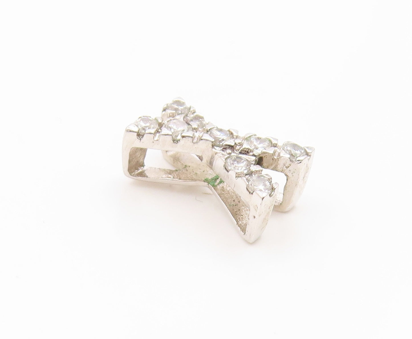 925 Sterling Silver  Vintage Dainty Cubic Zirconia X Charm Pendant  PT21234