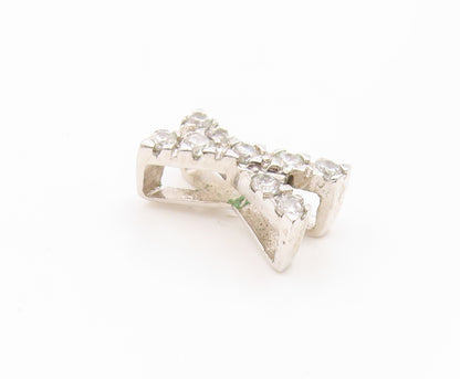 925 Sterling Silver  Vintage Dainty Cubic Zirconia X Charm Pendant  PT21234