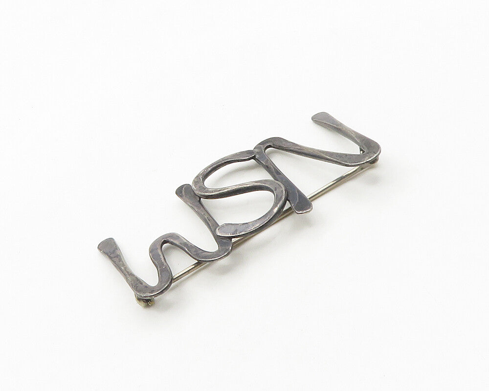 LORE 925 Sterling Silver  Vintage Modernist Oxidized Brooch Pin  BP7283