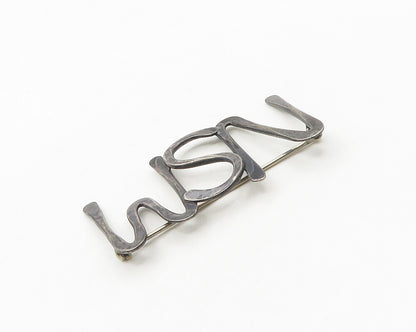 LORE 925 Sterling Silver  Vintage Modernist Oxidized Brooch Pin  BP7283