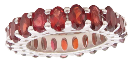 925 Sterling Silver Vintage Ring Minimalist Oval Garnet 360 Band Sz 6  RG30709