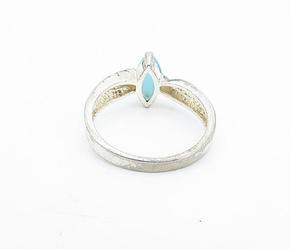 925 Sterling Silver  Vintage Blue Cat's Eye Topaz Solitaire Ring Sz 8  RG6718