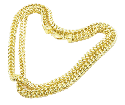 925 Sterling Silver  Shiny Gold Plated Wheat Link Chain Necklace  NE2962