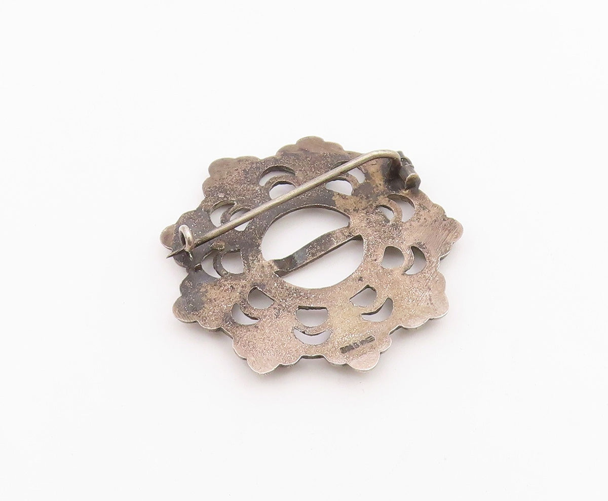 AKSEL HOLMSEN NORWAY 925 Silver  Vintage Antique Round Open Brooch Pin  BP8168