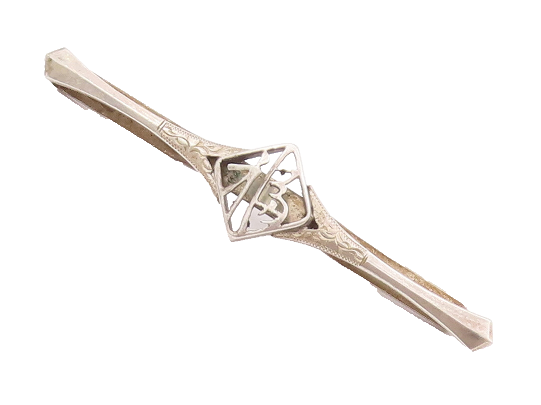 925 Sterling Silver Vintage Tie Clip CHINESE Designer Cut Swirly Carved  TR3707