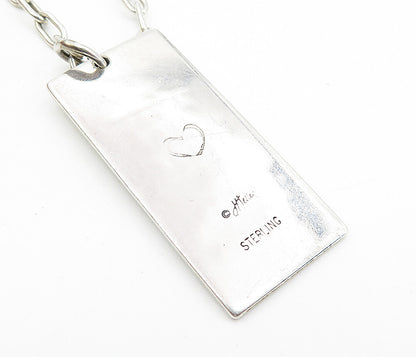 925 Sterling Silver  Vintage Young Heart Stamped Quote Chain Necklace  NE1522