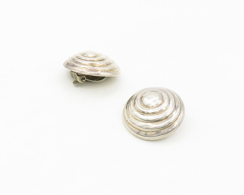 ZINA 925 Sterling Silver  Vintage Shiny Dome Non Pierce Button Earrings EG8988