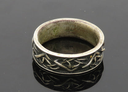925 Sterling Silver  Vintage Raised Detail Oxidized Band Ring Sz 9.5  RG20760
