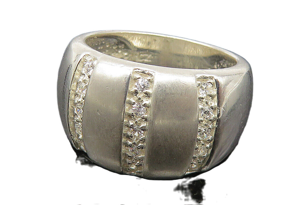925 Sterling Silver  Vintage Topaz Pattern Shiny Matte Band Ring Sz 5  RG11482
