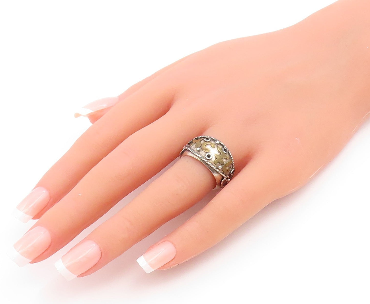 DESIGNER 925 Silver Vintage Rope Twist Swirl Detail Band Ring  Sz 7  RG13161