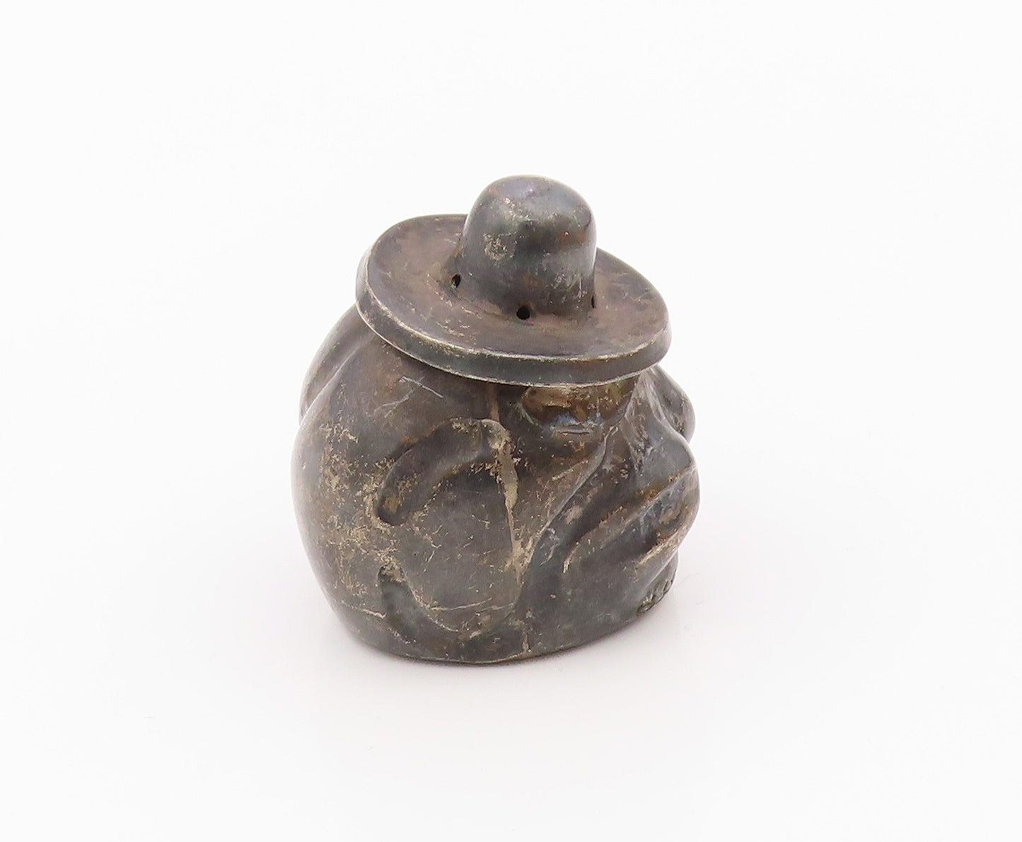 MEXICO 925 Sterling Silver Vintage Antique Puffy Man Salt Shaker  TR2970
