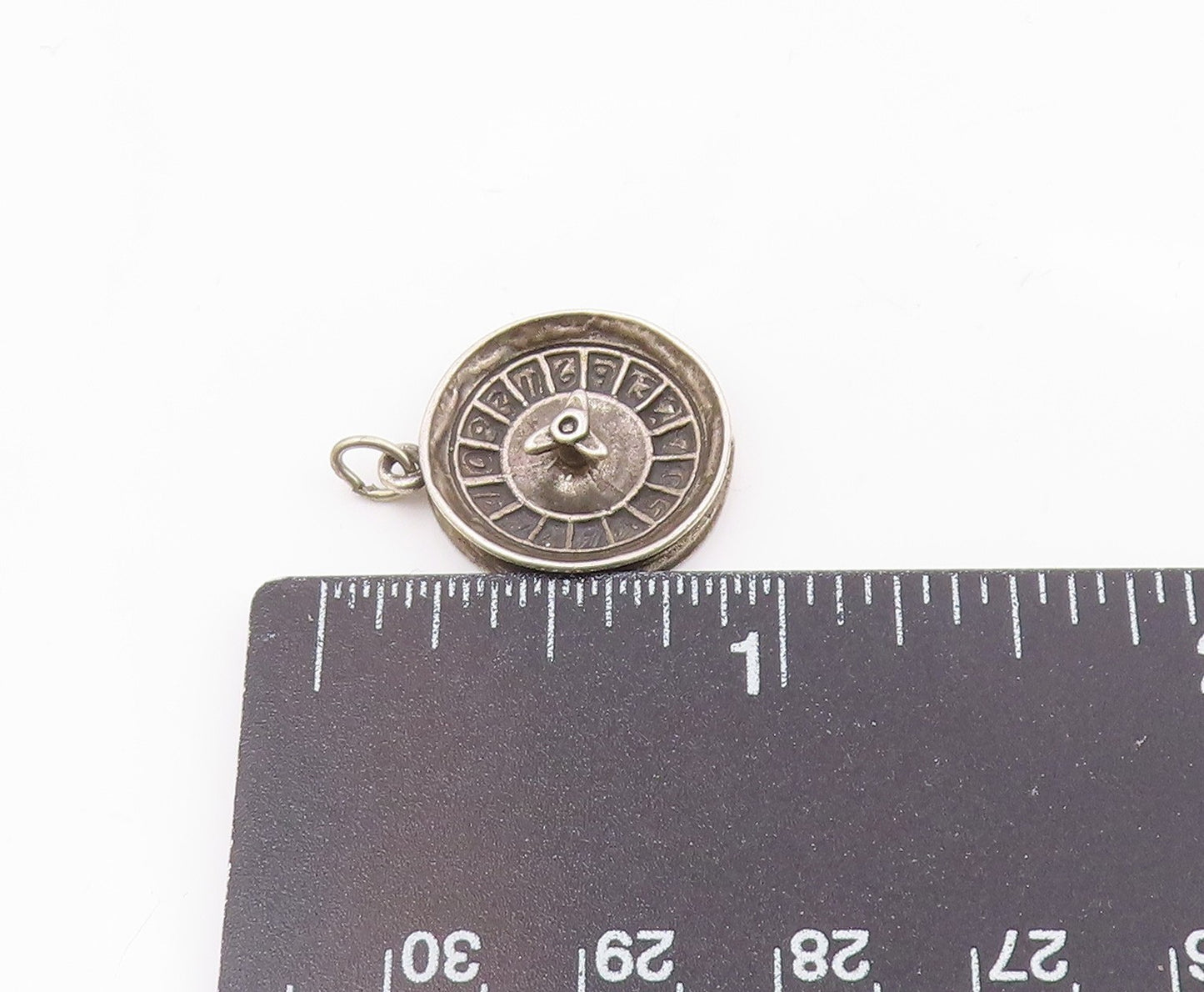 925 Sterling Silver  Vintage Round Roulette Table Oxidized Pendant  PT17382
