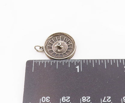 925 Sterling Silver  Vintage Round Roulette Table Oxidized Pendant  PT17382