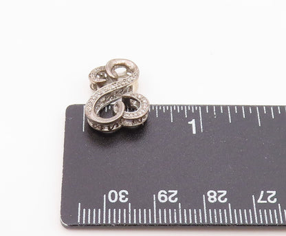 925 Sterling Silver  Vintage Genuine Diamonds Infinity Heart Pendant  PT17161