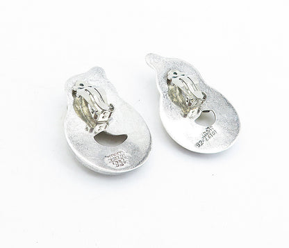 MEXICO 925 Sterling Silver  Vintage Two Tone Knot Non Pierce Earrings  EG2707