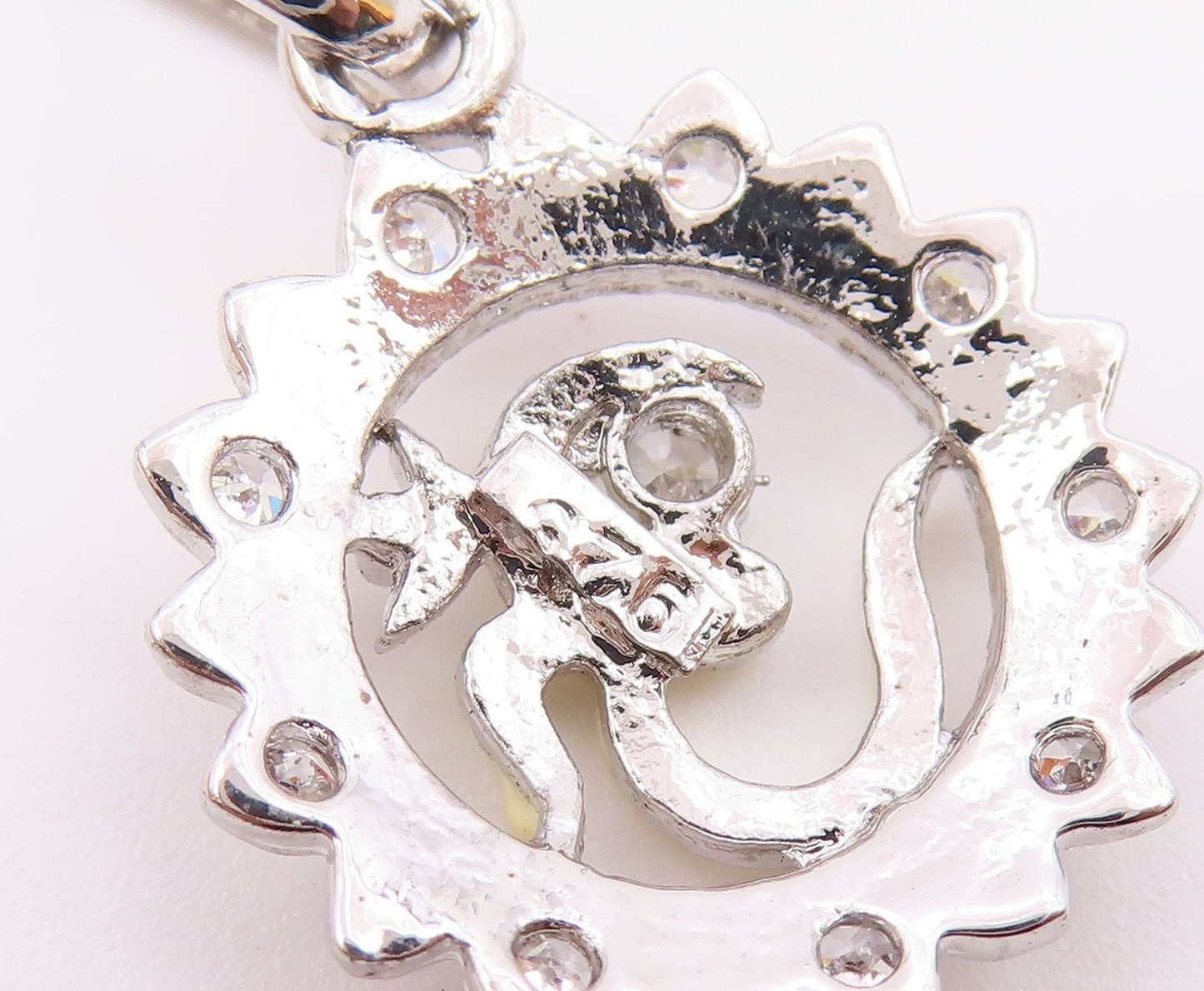 925 Sterling Silver  Petite Shiny Topaz Om Spiritual Symbol Pendant  PT6792