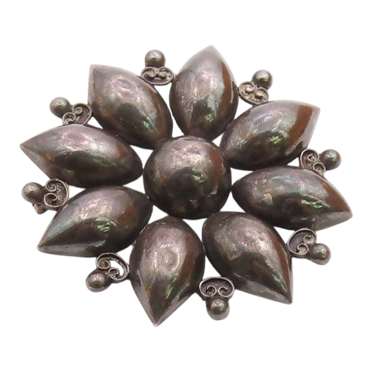 TOBIAS MEXICO 925 Silver  Vintage Antique Flower Pretzel Brooch Pin  BP7363