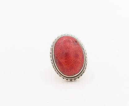 925 Sterling Silver Vintage Ring DOUG PAULUS Large Orange Gemstone Sz 8  RG29138