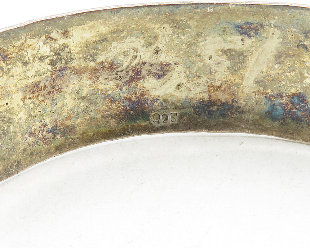 925 Sterling Silver  Vintage Dark Tone Etched Detail Cuff Bracelet  BT4146
