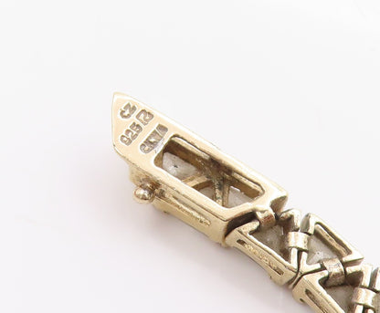 925 Sterling Silver Vintage Bracelet Gold Plated Triangle Cut CZ Chain  BT11453