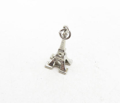 925 Sterling Silver  Vintage Shiny Petite Eifel Tower Paris Pendant  PT6837
