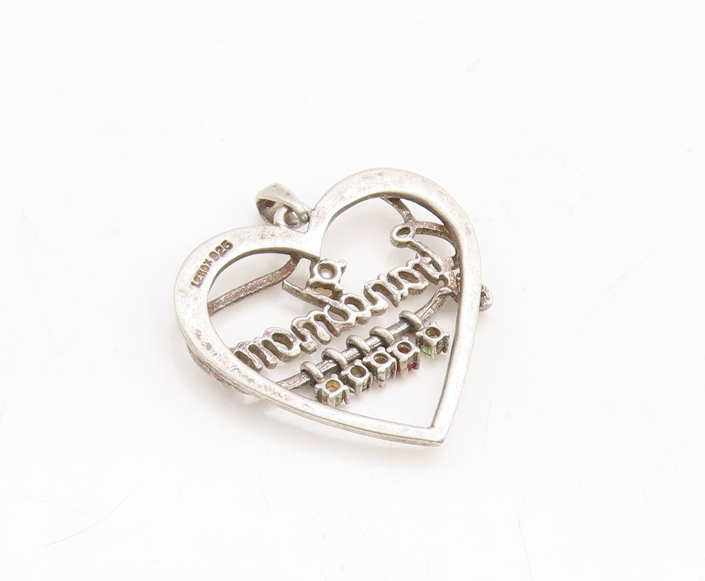 925 Sterling Silver Vintage Pendant LENOX Cutout Pearl Heart For Grandma PT23686