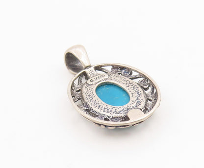 925 Sterling Silver Vintage Pendant CAROLYN POLLACK Turquoise Charm  PT26184