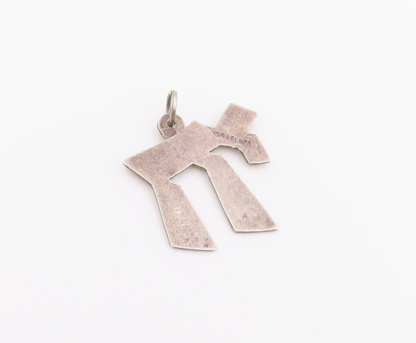 925 Sterling Silver Vintage Pendant Classic Textured Chai Hebrew Charm  PT26377