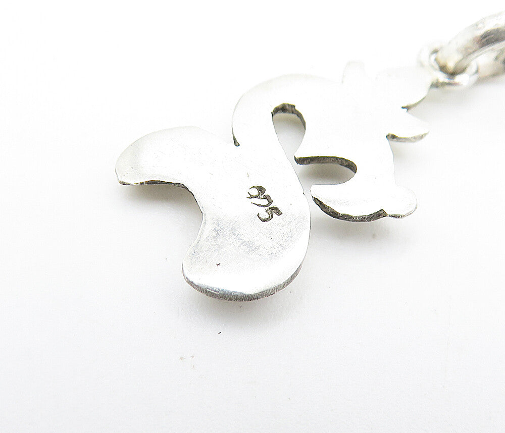 925 Sterling Silver  Vintage Love Heart Om Spiritual Symbol Pendant  PT5448