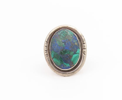925 Sterling Silver Vintage Ring NAVAJO Zuni Azurite Malachite  Sz 6.5  RG34579