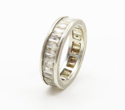 925 Sterling Silver  Cubic Zirconia Shiny Eternity Band Ring Sz 7  RG15033