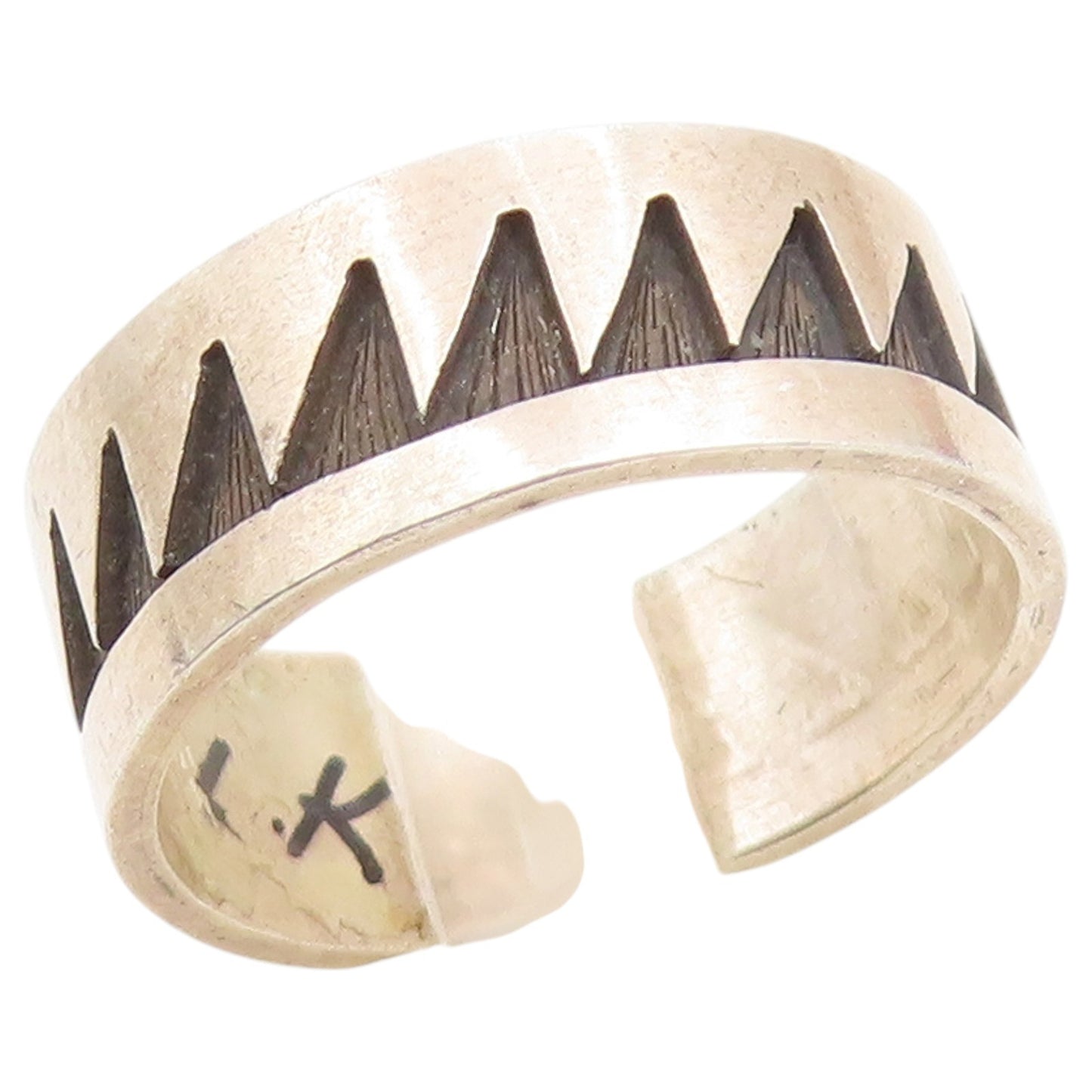 925 Sterling Silver Vintage Ring SOUTHWESTERN Geometric Ridge Band Sz 9 RG36907