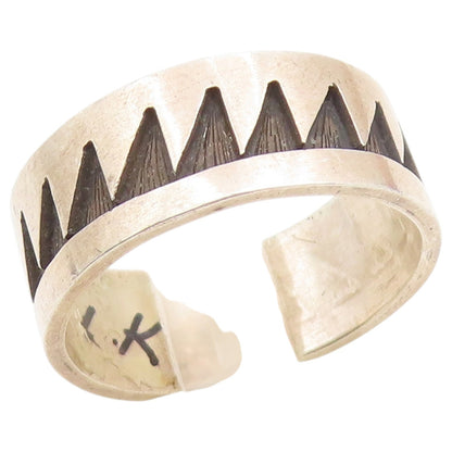 925 Sterling Silver Vintage Ring SOUTHWESTERN Geometric Ridge Band Sz 9 RG36907