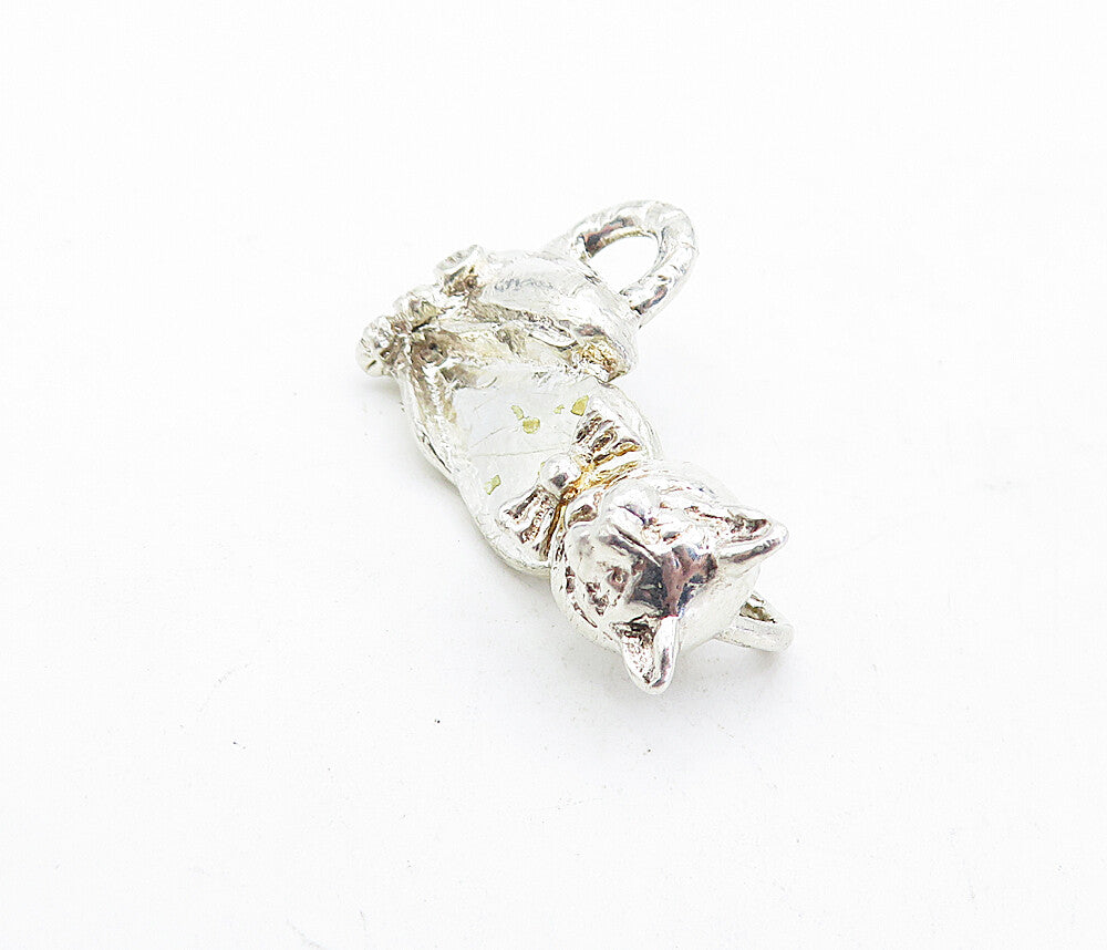 MILLEFIORI 925 Sterling Silver  Vintage Shiny Sitting Cat Motif Pendant PT3736
