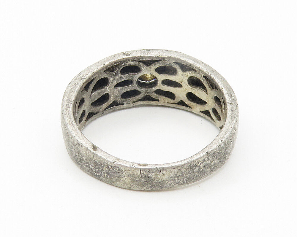 925 Sterling Silver  Vintage Cubic Zirconia Large Band Ring Sz 10.5  RG11032