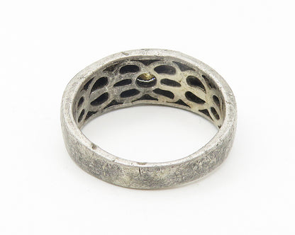 925 Sterling Silver  Vintage Cubic Zirconia Large Band Ring Sz 10.5  RG11032