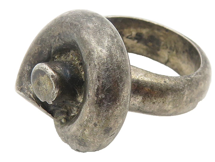 SPAIN 925 Sterling Silver  Vintage Dark Tone Sculpted Band Ring Sz 6  RG10693