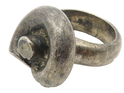 SPAIN 925 Sterling Silver  Vintage Dark Tone Sculpted Band Ring Sz 6  RG10693