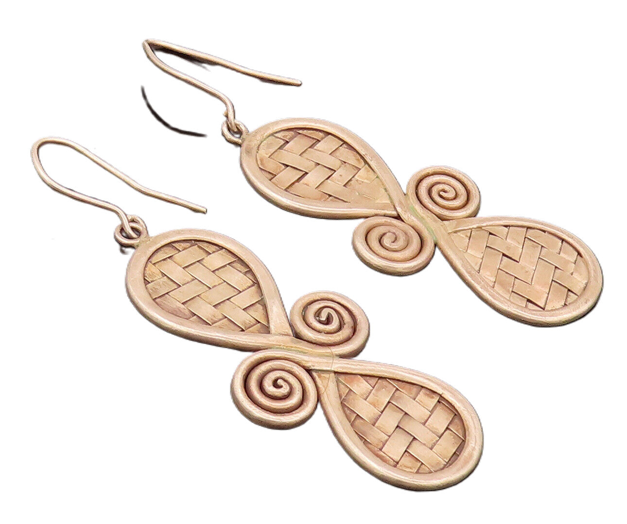 925 Sterling Silver  Vintage Hourglass Swirl & Checks Design Earrings  EG12435