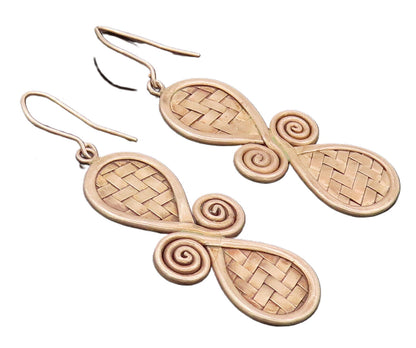 925 Sterling Silver  Vintage Hourglass Swirl & Checks Design Earrings  EG12435